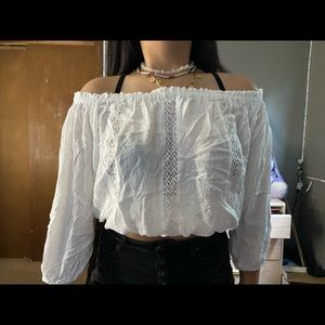 off the shoulder white long sleeve